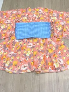 【美品】OCEAN & GROUND 浴衣 花柄 ピンク ブルー 帯付きのサムネイル