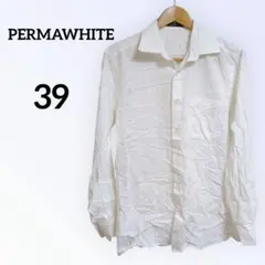 PERMAWHITE コットン100% ホワイトシャツ【39】メンズ トップス