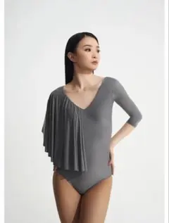 【新品】DANCE QUEEN グレー Vネックリボンレオタード 2026年最新】#ballroomdancewearの人気アイテム - メルカリ