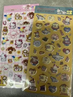 サンリオラメ入り樹脂もりシール、キラフチ樹脂もりシール2点セット