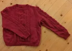 ケーブル編み赤ニットセーター Mサイズ