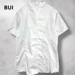 【BUI】Vネック　シャツ　半袖　ホワイト系　（L） 綿100% コットン