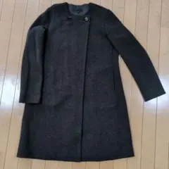 ユニクロ　ダークグレー ウール混紡 ロングコート Lサイズ　美品