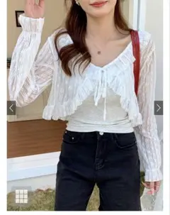 リボンレースフリルカーディガン