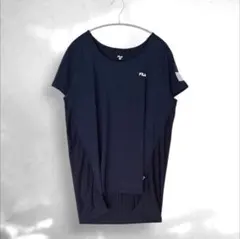 FILA フィラ メッシュ切替 Tシャツ LL 紺 ネイビー 吸汗速乾 美品