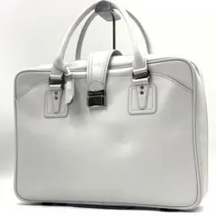 【美品】BVLGARIブルカリ ビジネスバッグ レザーボストン 大容量 ホワイトのサムネイル