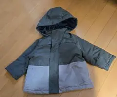 グレー/カーキ フード付き中綿コート 80cm