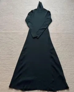 ZARA■リブニット ロングワンピース 長袖　ダークグリーン