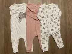 H&M ウサギプリントロンパース3点セット