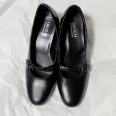 IMGN ブラック リクルートシューズ ストラップ付き