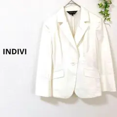 ⭐️INDIVI インディヴィ　テーラードジャケット 日本製　綿混　オフホワイト