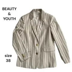 beauty&youth  ジャケット　ベージュ　ストライプ　金ボタン　匿名配送