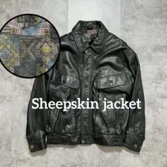 本革　ラムレザー　ボンバー　フライトジャケット　短丈　リブ　深水光太　A1 黒