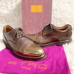 【ペイズリー・超美品】ETRO　ドレスシューズ　ブラウン　箱・保存袋付き　25のサムネイル