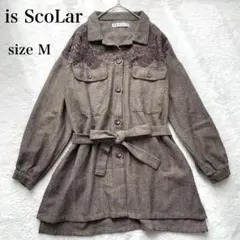 is ScoLar シャツジャケット 刺繍 ヘリンボーン ベルト付 M