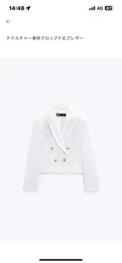 ZARA新品テクスチャー素材ダブルブレストジャケット