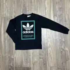 adidas ロンTブラックビッグロゴ 前後プリント反転ロゴストリート