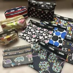 レスポートサック　ポーチ10点まとめ売り　ドット柄　ハート柄　ボーダー柄　動物柄