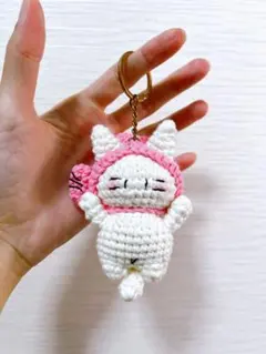 【ハンドメイド】ゆるかわ♡ねこちゃんあみぐるみキーホルダー