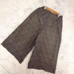 【Natura Basic】レディース　小花柄ストレートパンツ　ブラウン　 L