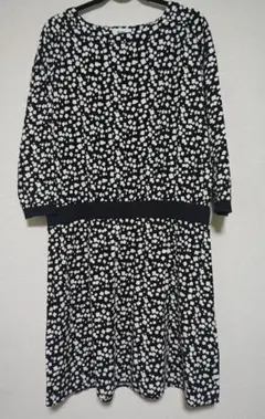 niko and ... 黒白幾何学模様 長袖ワンピース