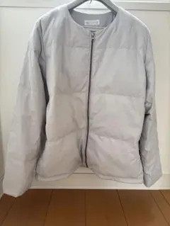 VIS ノーカラーコクーンダウンライトグレー ダウンジャケット