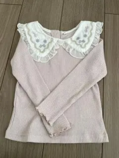 フリル付き長袖カットソー 100cm ベビーピンク