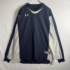 【UNDER ARMOUR】ナイロン プルオーバー 刺繍ロゴ M 紺　白