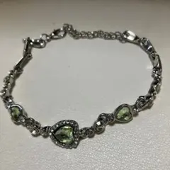 シルバーハート型天然石ストーンブレスレット　インポートアクセサリー　週末価格！