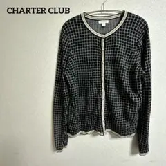 CHARTER CLUB ニットカーディガン 【L】チェック柄