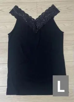 【LEPSIM】ブラックレース　Vネックタンクトップ