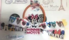 ミニーマウス リボン付きヘアゴム