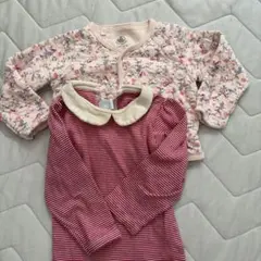 Petit Bateau オーガニックコットン カーディガン とロンパース