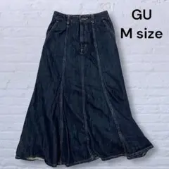 《GU》 ロングデニムスカート フレアスカート M インディゴ Aライン 美品✨