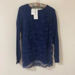 KYOKO HIGA ヒガキョウコ　ニット　花柄レース　ネイビー　新品　値下げ！