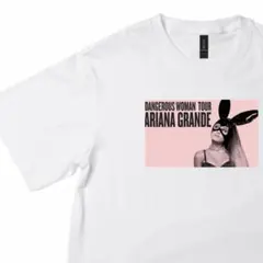 【未使用品】アリアナ・グランデ　デンジャラス ウーマンツアーTシャツ(白)　M 未使用品】アリアナ・グランデ デンジャラス ウーマンツアーTシャツ(白