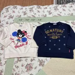 ミキハウス90cmビー子ちゃん白＆紺トレーナー2枚