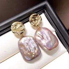 淡水バロックパール　ピアス　大粒　本真珠