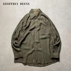 GEOFFREY BEENE レーヨンシャツ長袖ダークグリーンイッセイミヤケ古着