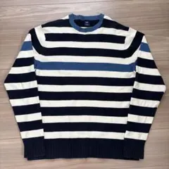 00s OLD GAP ボーダー ニット セーター S ネイビー×アイボリーのサムネイル