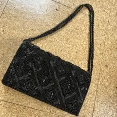 ビーズ装飾 黒 パーティーバッグ　美品