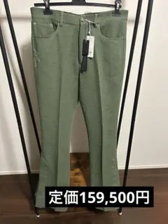 【売切特価‼️】AMIRI ミリタリーグリーン ロゴ刺繍フレアパンツ サイズ50