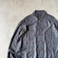 【オンブレチェックシャツジャケット】YOKEオープンカラー古着レーヨンテロテロ.