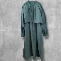 KBF ケービーエフ オーバーラッピングワンピース　 リボン 長袖　F グリーン