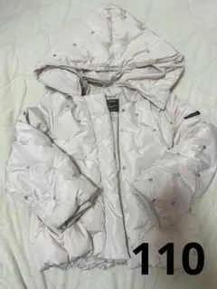 プティマイン　ダウンジャケット　ハート刺繍入り薄ピンク中綿コート　110