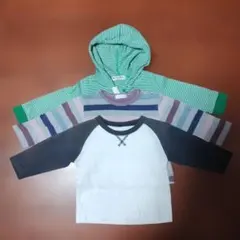 ベビー服 長袖 カットソー Tシャツ 80cm 3枚セットのサムネイル