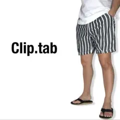 clip.tab｜リネンストライプサマーショーツ2クリップタブ麻ショートパンツのサムネイル