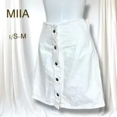 超希少　ミーア　トラペラーズデニムミニスカート　切りっぱなし　台形　細見え　白