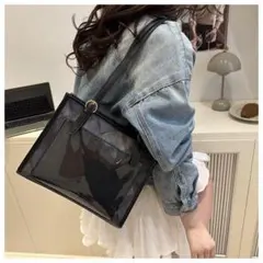 黒 痛バッグ 推し活バッグ 2way トートバッグ 痛バ ライブ イベント