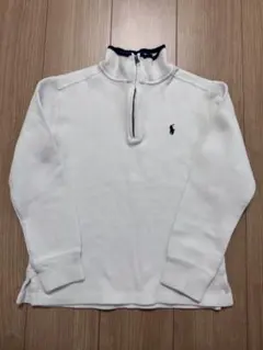 ポロ　ラルフローレン　ハーフジップ トレーナー 150 白　綿100%